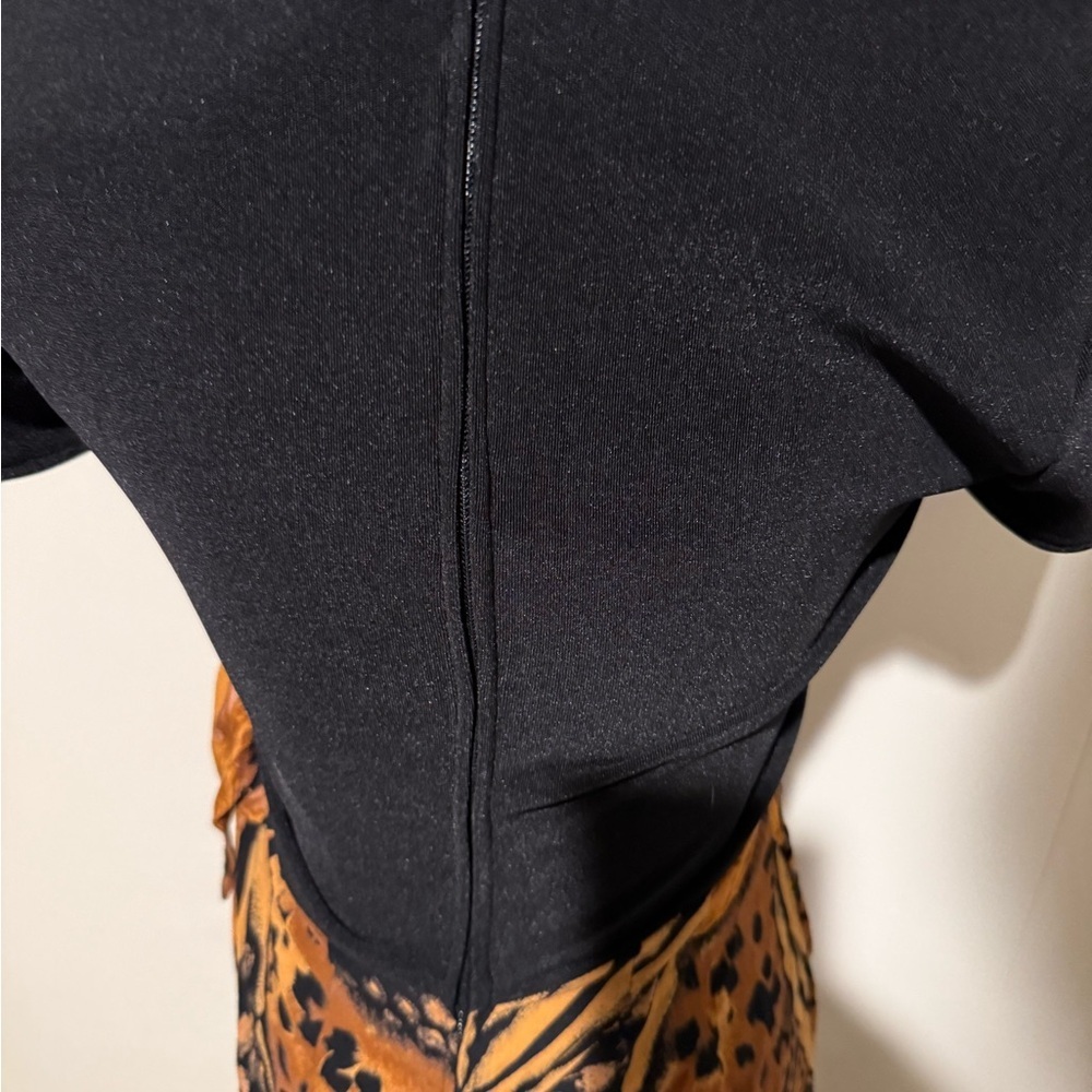 🔻Vintage Black Knit Bodice Dress w/ Leopard Floral Sarong Skirt — Small - Picture 6 of 8